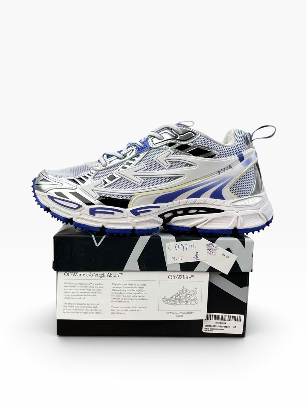 Off-White Be right back Men’s Silver & Blue Runner Sneaker
